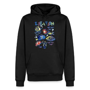 Je poisson de mer - Sweat à capuche Premium bio Homme - noir - Devant - Nico (187cm)