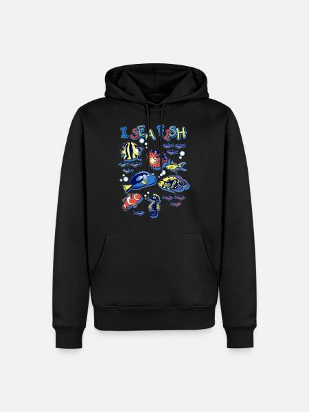 I Sea Fish - Männer Premium Bio Hoodie - Schwarz