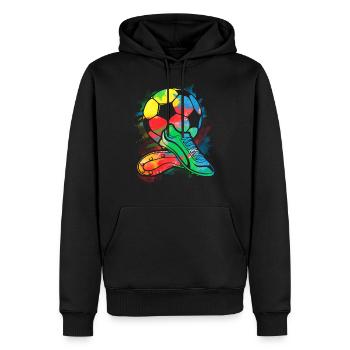 Fußball klemmt Aquarell Shirt - Spielerhemd - Männer Premium Bio Hoodie - Schwarz - Vorne - Nico (187cm)