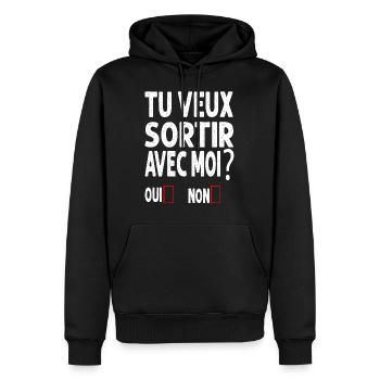 TU VEUX SORTIR AVEC MOI - Sweat à capuche Premium bio Homme - noir - Devant - Nico (187cm)
