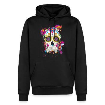 Zuckerschädel Dia de Los Muertos - Männer Premium Bio Hoodie - Schwarz - Vorne - Nico (187cm)