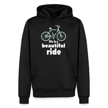Vélo dit - Sweat à capuche Premium bio Homme - noir - Devant - Nico (187cm)