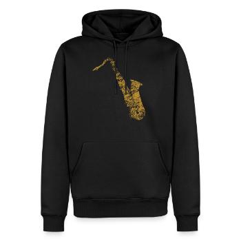 Saxofon Saxophone golden distressed - Männer Premium Bio Hoodie - Schwarz - Vorne - Nico (187cm)