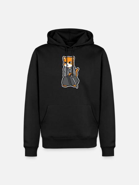 Samurai cat with katana - Men’s Premium Organic Hoodie - black