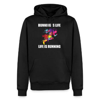 Laufen Rennen Joggen Sport Fitness Design - Männer Premium Bio Hoodie - Schwarz - Vorne - Nico (187cm)