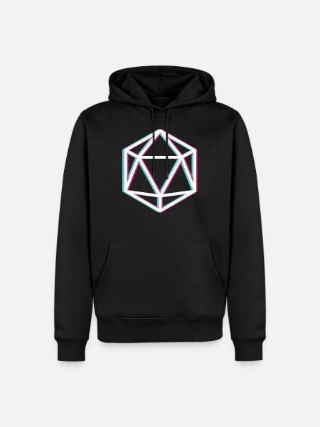 3D D20 weiß - Männer Premium Bio Hoodie - Schwarz