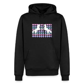 Les chevaux montent l'amour - Sweat à capuche Premium bio Homme - noir - Devant - Nico (187cm)