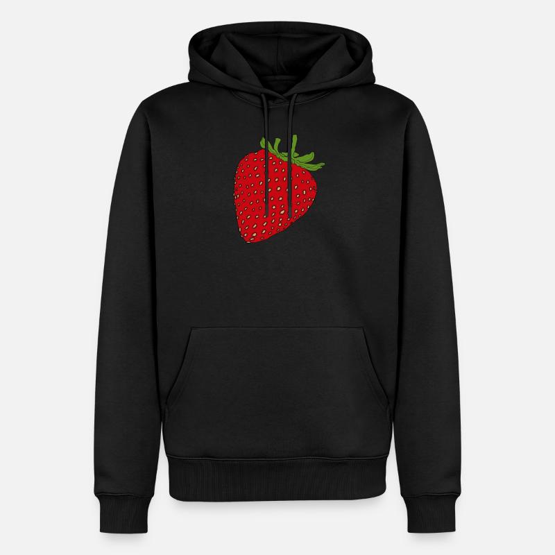 Erdbeere - Männer Premium Bio Hoodie - Schwarz