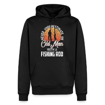alter Mann Angel Rente Angler Fisch lustig Spruch - Männer Premium Bio Hoodie - Schwarz - Vorne - Nico (187cm)
