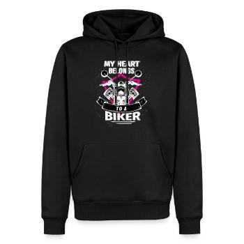 Motocycliste cadeau renard - Sweat à capuche Premium bio Homme - noir - Devant - Nico (187cm)