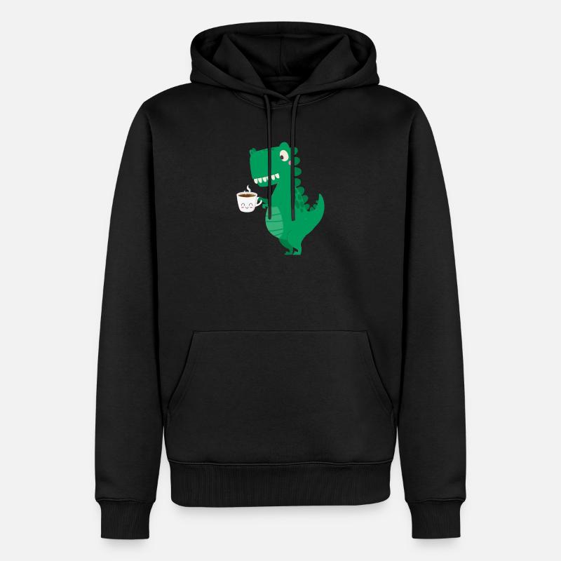 coffee rex Kaffesaurusrex - Männer Premium Bio Hoodie - Schwarz
