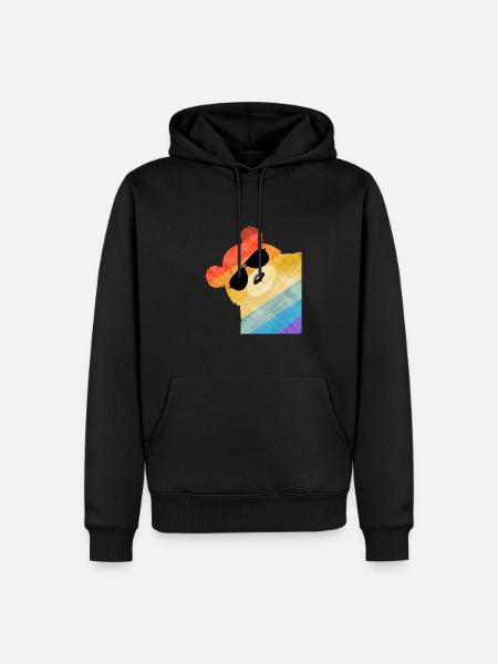 Panda Baer Retro - Männer Premium Bio Hoodie - Schwarz