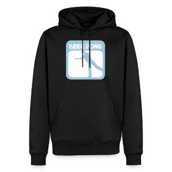 Logo Bier Pong Spieler - Männer Premium Bio Hoodie - Schwarz - Vorne - Nico (187cm)