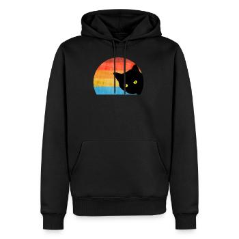 KATZE RETRO - Männer Premium Bio Hoodie - Schwarz - Vorne - Nico (187cm)