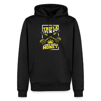 Triple is funny double makes money Dart Spruch - Männer Premium Bio Hoodie - Schwarz - Vorne - Nico (187cm)