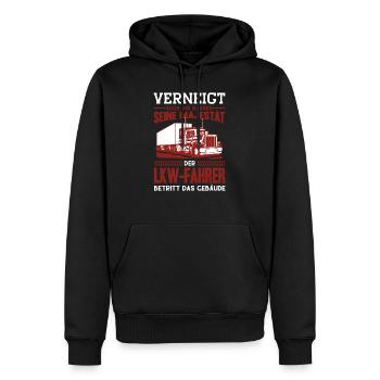 Driver Trucker Truck Truck Truck Driver Truck - Sweat à capuche Premium bio Homme - noir - Devant - Nico (187cm)