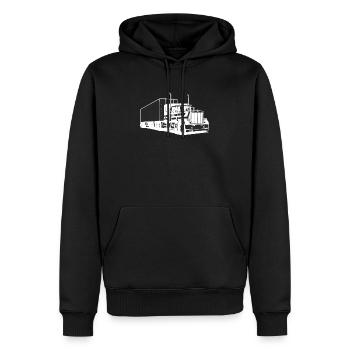 LKW - Männer Premium Bio Hoodie - Schwarz - Vorne - Nico (187cm)