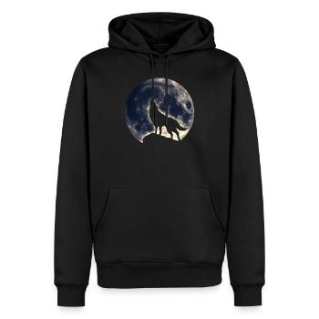 Wolf Mond - Männer Premium Bio Hoodie - Schwarz - Vorne - Nico (187cm)