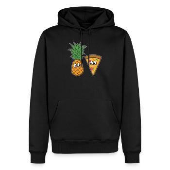 Pizza - Männer Premium Bio Hoodie - Schwarz - Vorne - Nico (187cm)