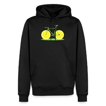 Lemon Fahrrad. Citrus Fahrrad. Radfahrergeschenke. Natur - Männer Premium Bio Hoodie - Schwarz - Vorne - Nico (187cm)