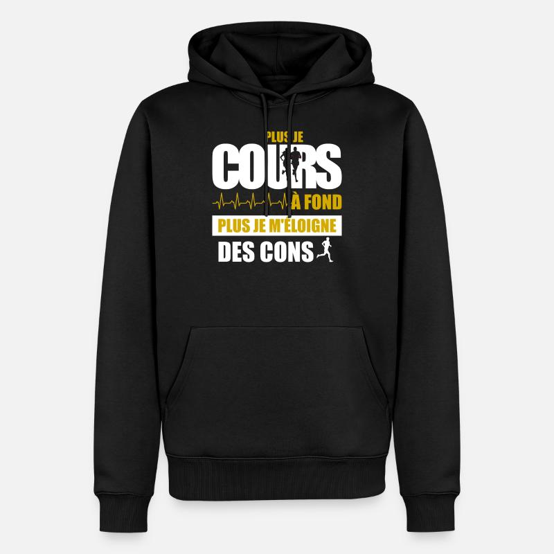 Plus je cours - Sweat à capuche Premium bio Homme - noir