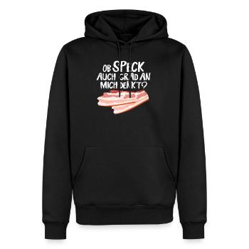 Speck Bacon Liebhaber BBQ Grillen Fleisch - Männer Premium Bio Hoodie - Schwarz - Vorne - Nico (187cm)
