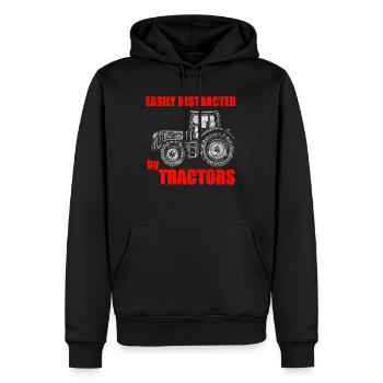 Tracteurs tracteurs proverbe - Sweat à capuche Premium bio Homme - noir - Devant - Nico (187cm)