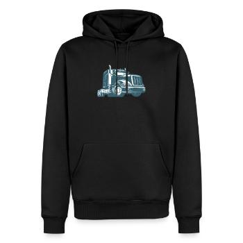 LKW - Männer Premium Bio Hoodie - Schwarz - Vorne - Nico (187cm)