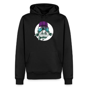 Poisson cool avec lunettes de soleil et cap - Sweat à capuche Premium bio Homme - noir - Devant - Nico (187cm)