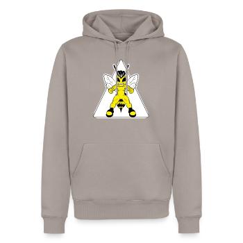 Abeille au miel - Sweat à capuche Premium bio Homme - taupe - Devant - Nico (187cm)
