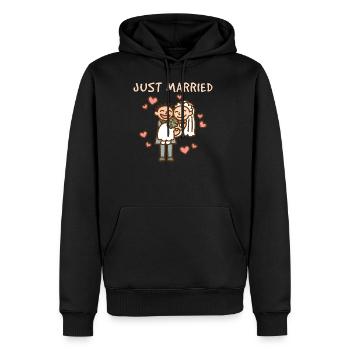 Mariage couple mariage - Sweat à capuche Premium bio Homme - noir - Devant - Nico (187cm)