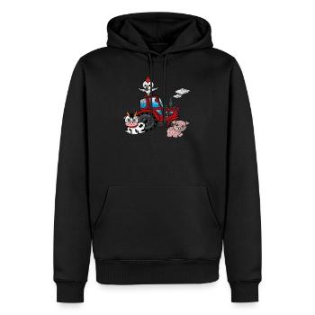 Tracteur fermier - Sweat à capuche Premium bio Homme - noir - Devant - Nico (187cm)