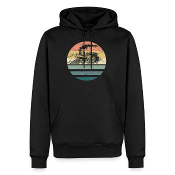 Retro Dampflok - Männer Premium Bio Hoodie - Schwarz - Vorne - Nico (187cm)