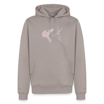 hair stylist - Men’s Premium Organic Hoodie - taupe - Front - Nico (187cm)