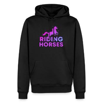 Équitation - Sweat à capuche Premium bio Homme - noir - Devant - Nico (187cm)