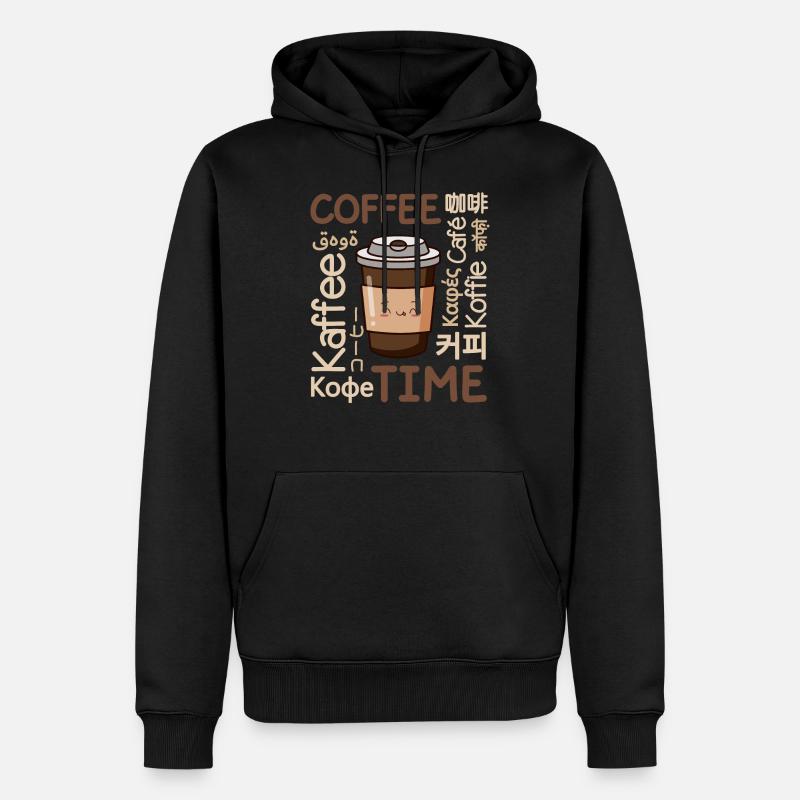 Kaffeezeit - Männer Premium Bio Hoodie - Schwarz