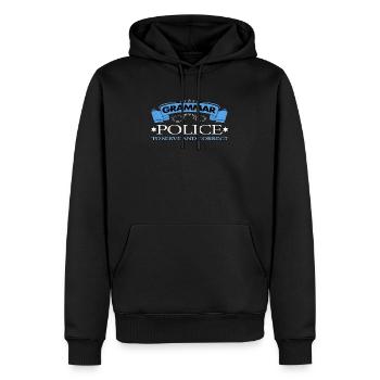 Police de grammaire pour servir et corriger - Sweat à capuche Premium bio Homme - noir - Devant - Nico (187cm)