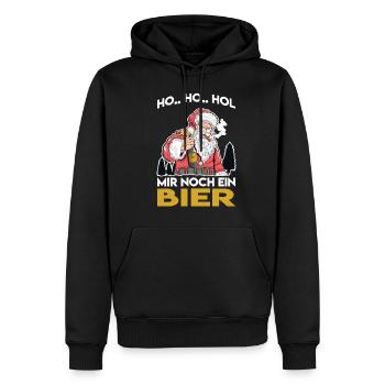 Weihnachtsspruch Ho Ho Hol mir mal ein Bier Santa - Männer Premium Bio Hoodie - Schwarz - Vorne - Nico (187cm)