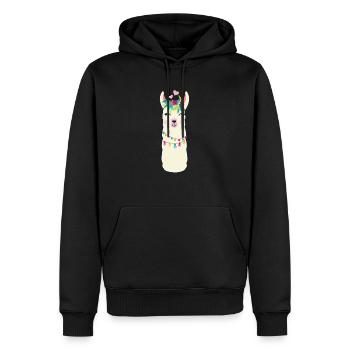 lama - Men’s Premium Organic Hoodie - black - Front - Nico (187cm)