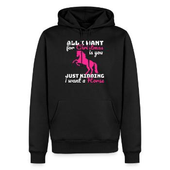 Weihnachten Pferde Reiten Spruch - Männer Premium Bio Hoodie - Schwarz - Vorne - Nico (187cm)