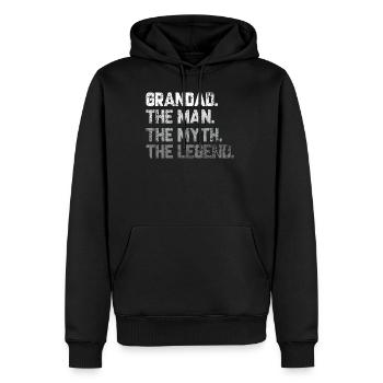 Papi l'homme le mythe la légende - Sweat à capuche Premium bio Homme - noir - Devant - Nico (187cm)