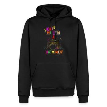 TAMBOURS - Sweat à capuche Premium bio Homme - noir - Devant - Nico (187cm)