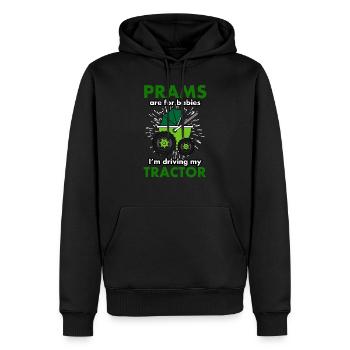 Tracteur agriculteur bébé poussette tracteurs - Sweat à capuche Premium bio Homme - noir - Devant - Nico (187cm)