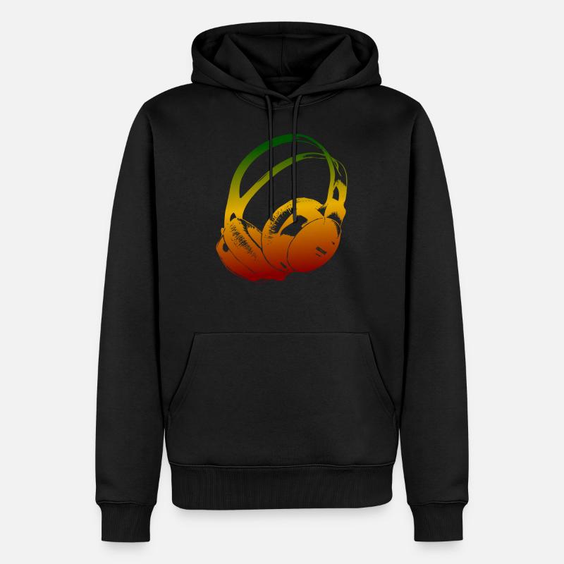 Kopfhörer Reggae - Männer Premium Bio Hoodie - Schwarz