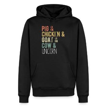 Animaux de la ferme drôles - cadeau rétro amoureux des animaux - Sweat à capuche Premium bio Homme - noir - Devant - Nico (187cm)