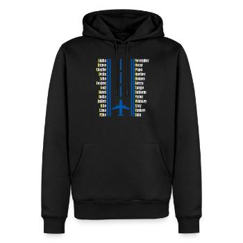 Alphabet pilote pilote - Sweat à capuche Premium bio Homme - noir - Devant - Nico (187cm)