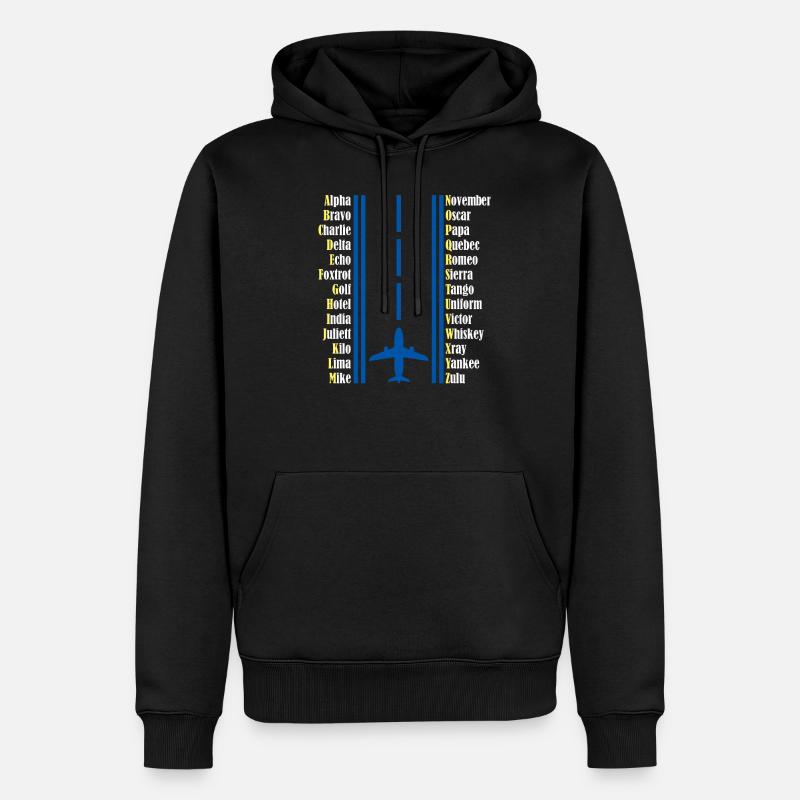 Pilot Pilotenalphabet - Männer Premium Bio Hoodie - Schwarz