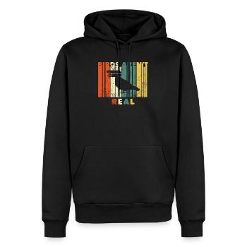 Birds Aren´t Real - Vintage - Männer Premium Bio Hoodie - Schwarz - Vorne - Nico (187cm)
