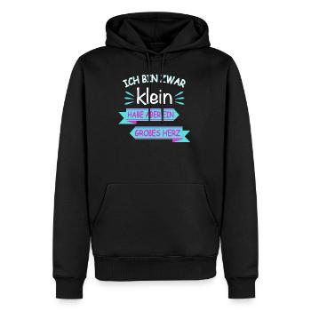 Ich bin zwar klein großes Herz Spruch - Männer Premium Bio Hoodie - Schwarz - Vorne - Nico (187cm)