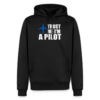 Trust me im a Pilot - Männer Premium Bio Hoodie - Schwarz - Vorne - Nico (187cm)